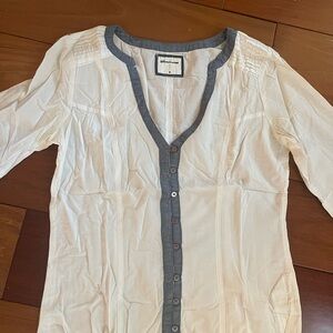 Stradivarius White and Gray Blouse